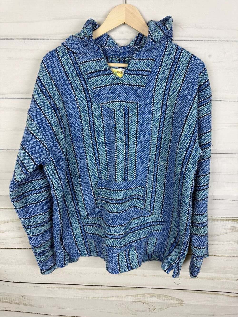 Iguana Jack Baja Hoodie Pullover Blue Striped Size XL